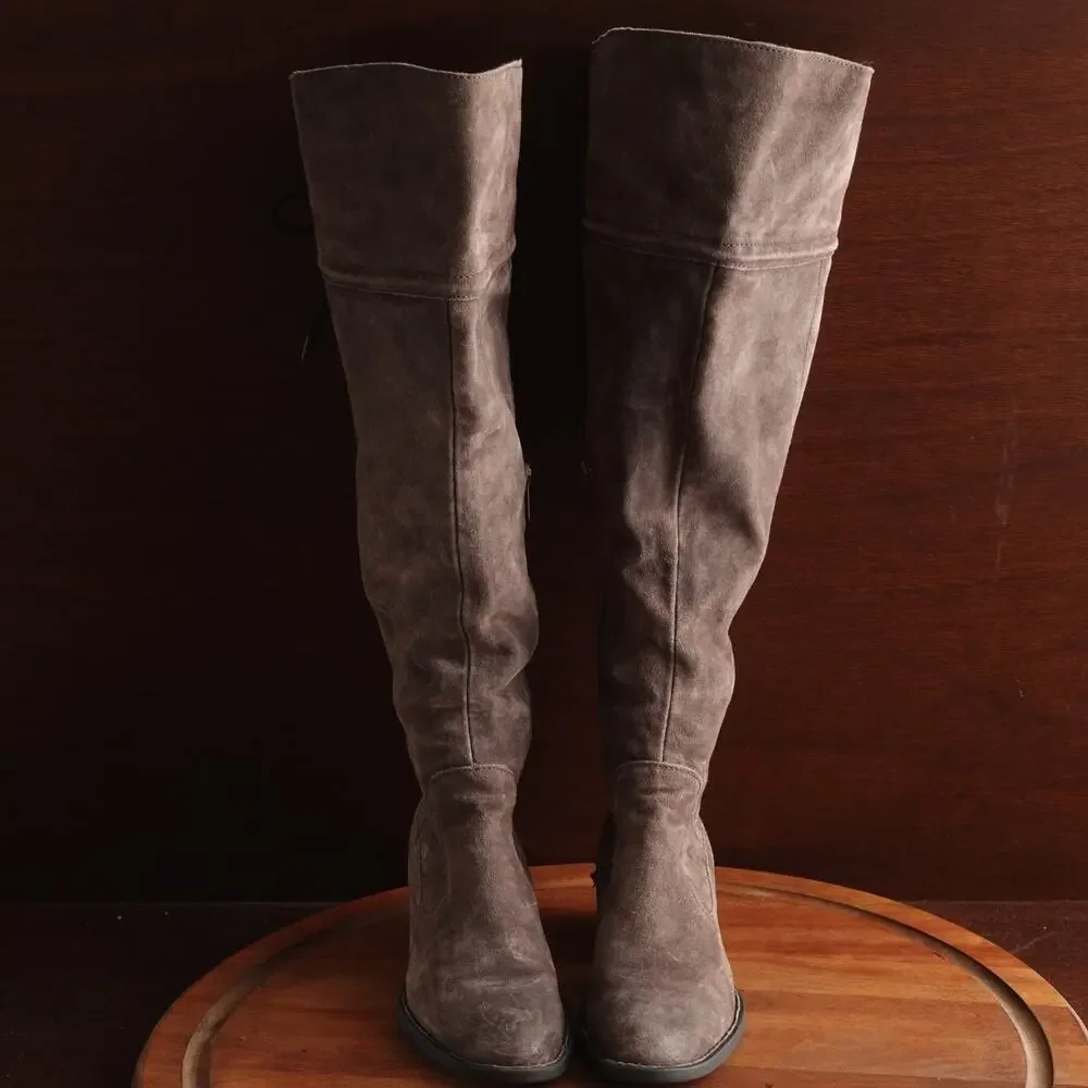 Born Boots Womens SZ 8M Brown Gray Gallinara Over The Knee Suede Coastal Cowgirl